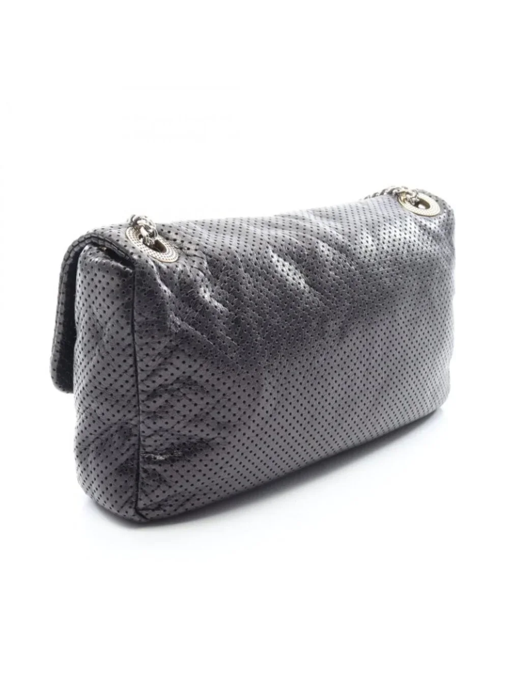Chanel Shoulder Bag 2.55 Perforated Combination Black Leather Chain
